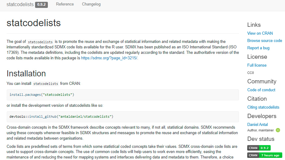 Our statcodelists data package is released on CRAN and available for anybody who uses the R statistical system.